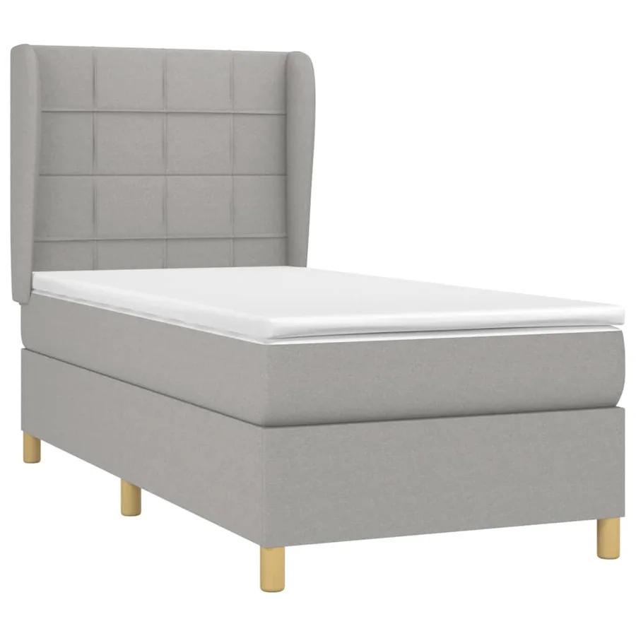 Sommier à lattes de lit avec matelas Gris clair 90x200 cm Tissu - 3