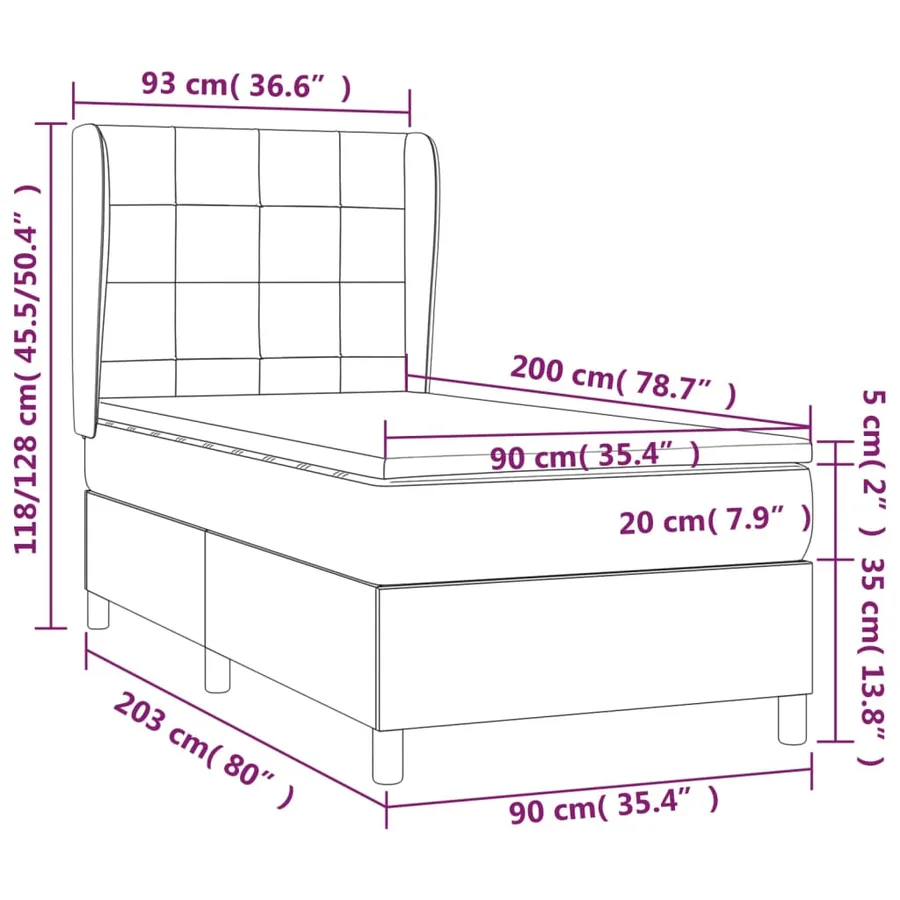 Sommier à lattes de lit avec matelas Gris clair 90x200 cm Tissu - 7