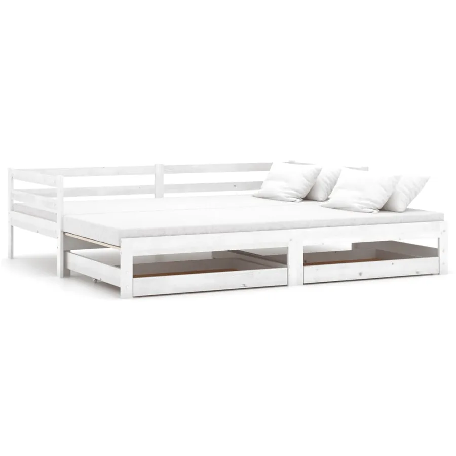 Lit coulissant sans matelas 2x(90x200) cm blanc - 2