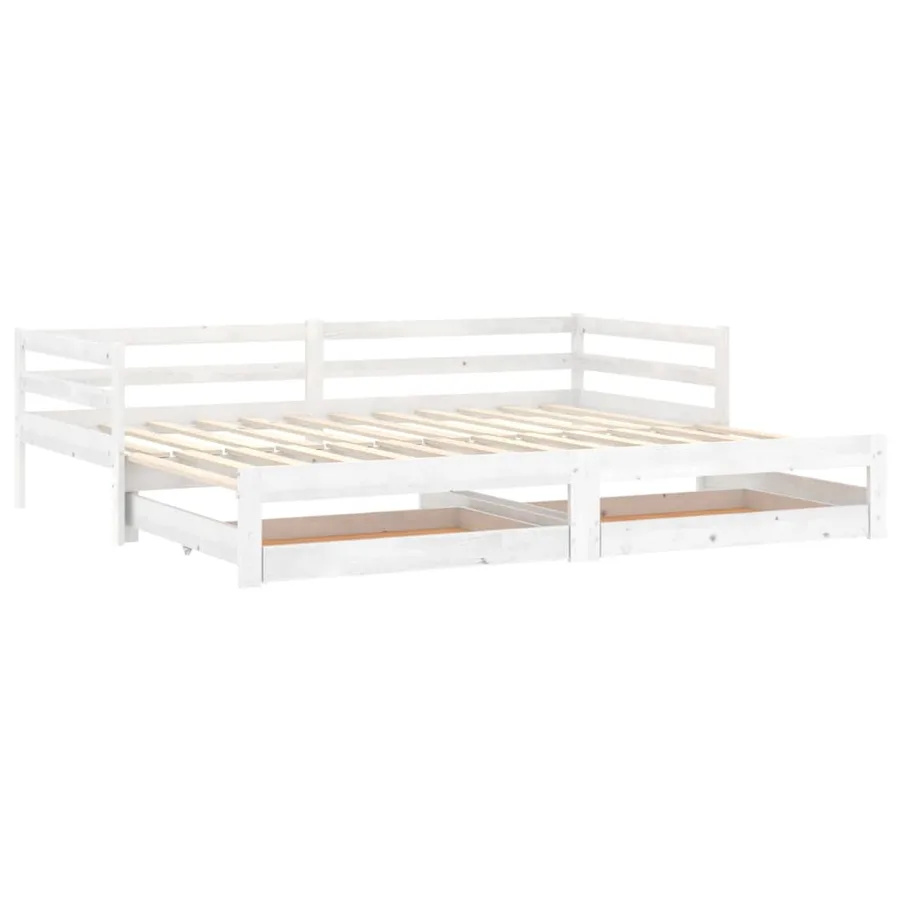 Lit coulissant sans matelas 2x(90x200) cm blanc - 3