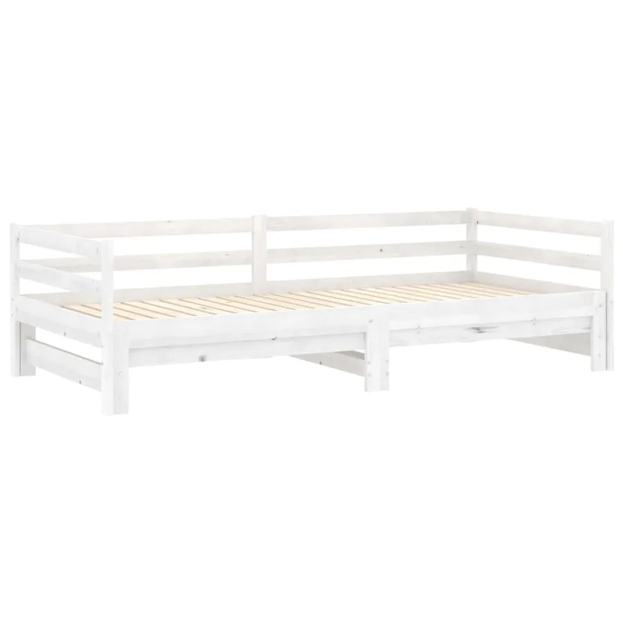 Lit coulissant sans matelas 2x(90x200) cm blanc - 4