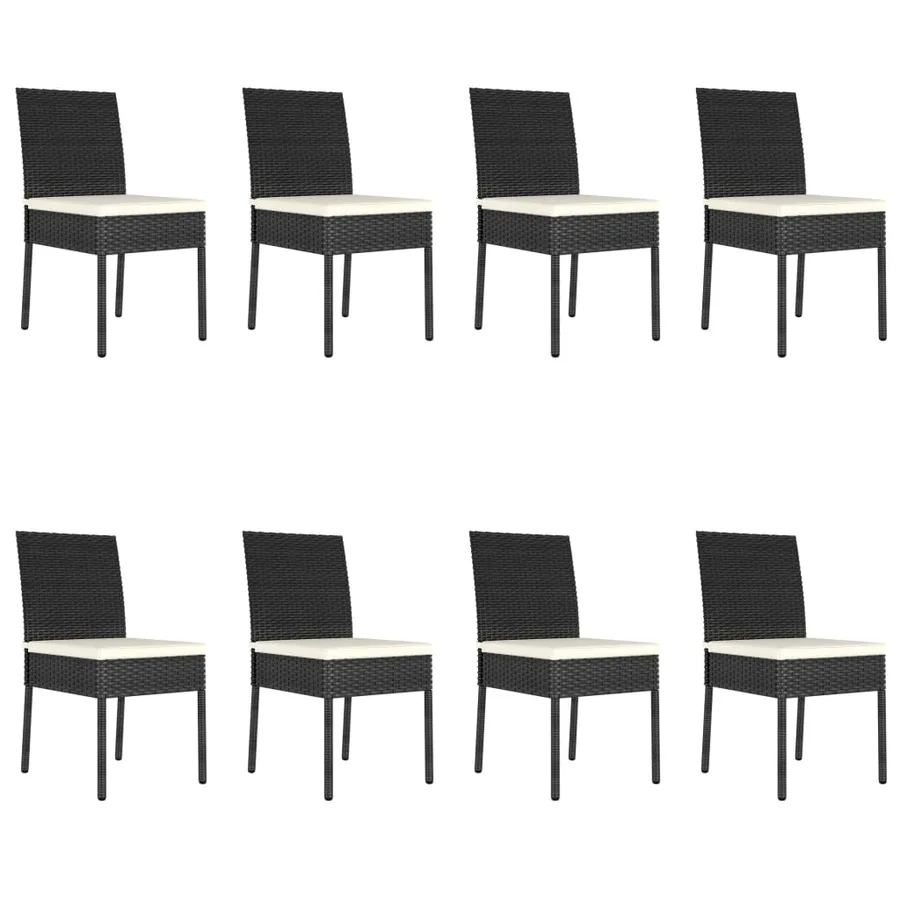 Ensemble à manger de jardin 9 pcs Résine tressée Noir - 7