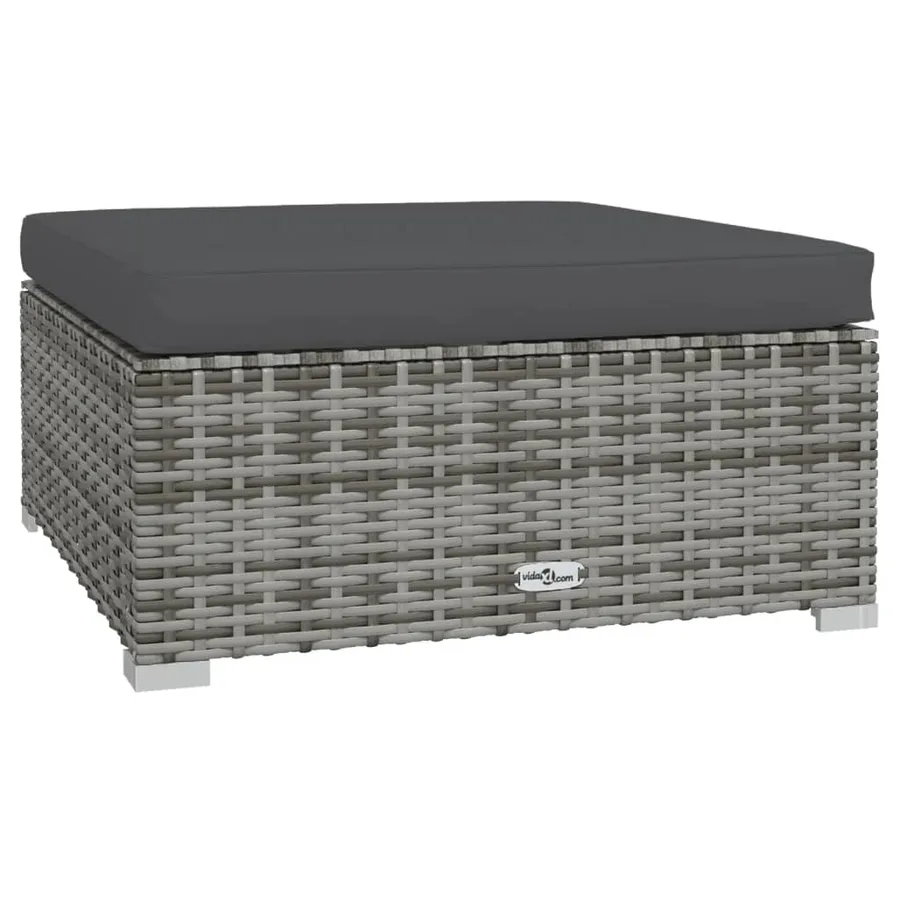 Salon de jardin 6 pcs avec coussins Résine tressée Gris - 7