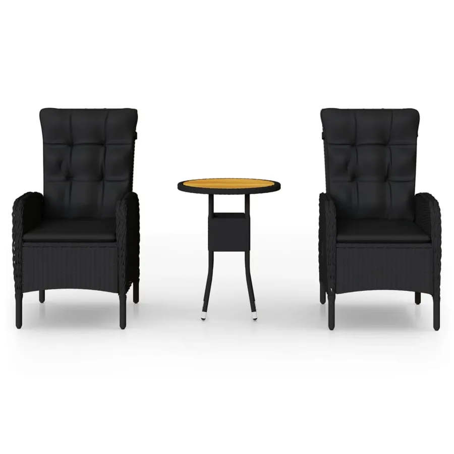 Ensemble de bistro de jardin 3 pcs Résine tressée Noir - 2