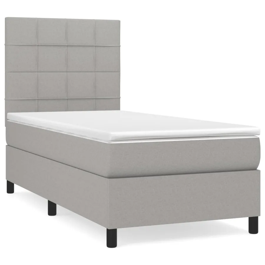 Sommier à lattes de lit et matelas Gris clair 90x190 cm Tissu - 2