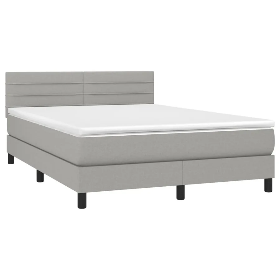 Sommier à lattes de lit et matelas et LED Gris clair 140x190 cm - 3