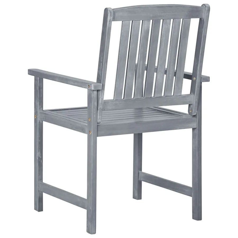 Chaises de jardin et coussins lot de 4 Gris Bois acacia massif - 9