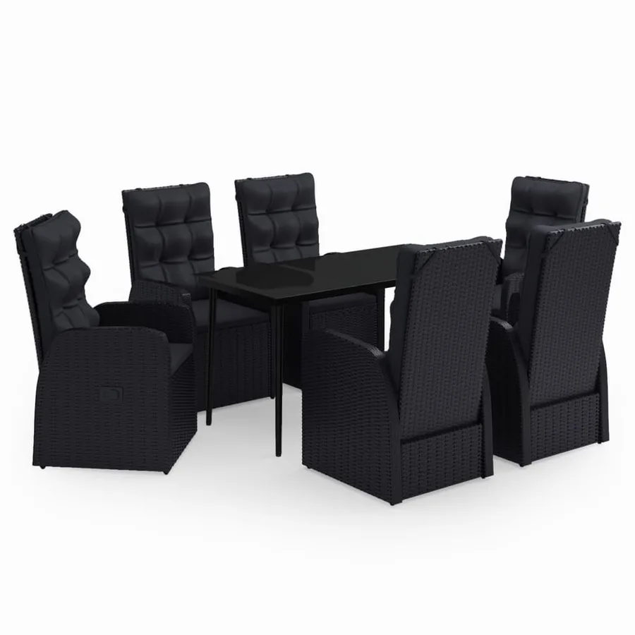 Ensemble à manger de jardin avec coussins 7 pcs Noir - 2
