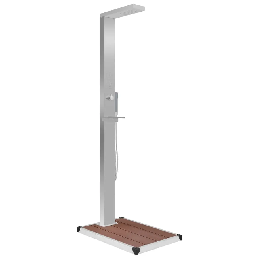 Douche d'extérieur avec receveur de douche WPC Acier inoxydable - 2