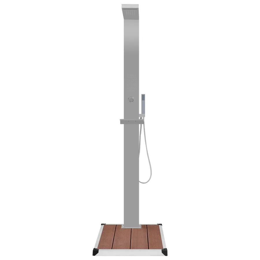 Douche d'extérieur avec receveur de douche WPC Acier inoxydable - 4