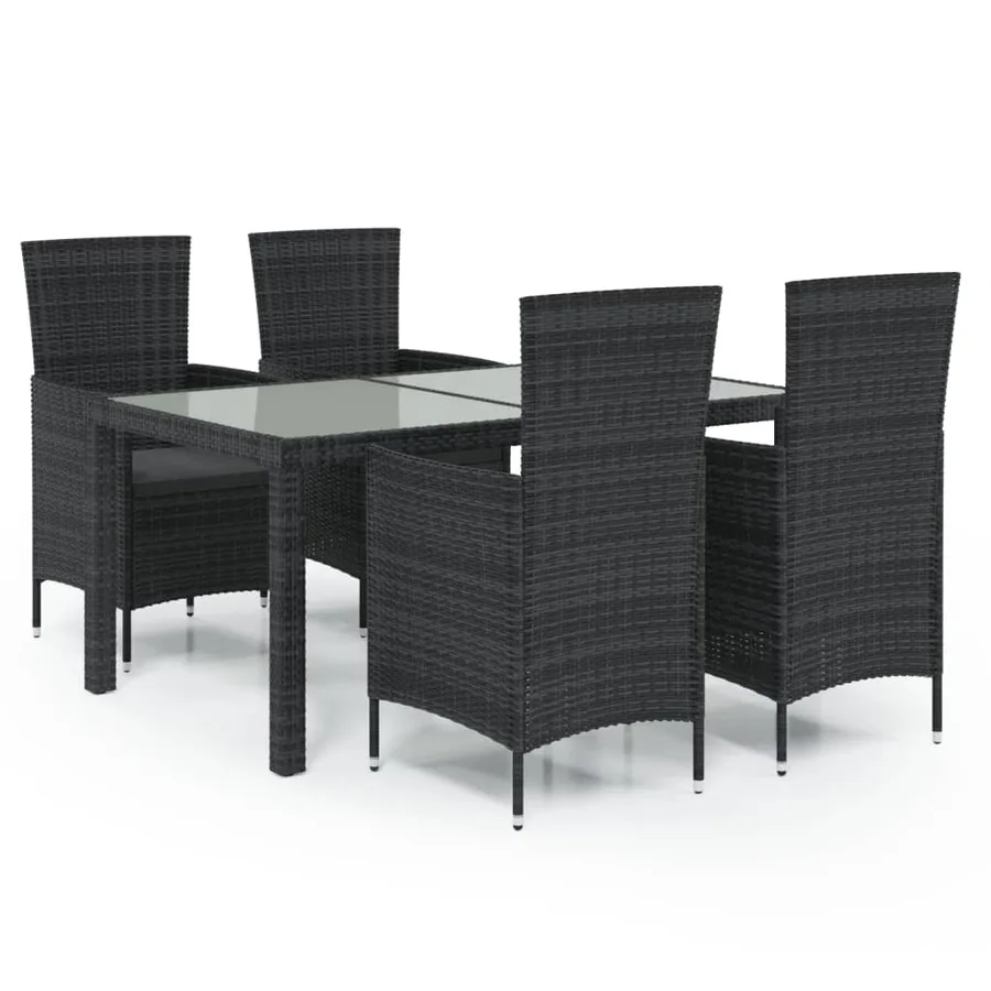 Ensemble à manger d'extérieur 5pcs avec coussins Résine tressée - 2