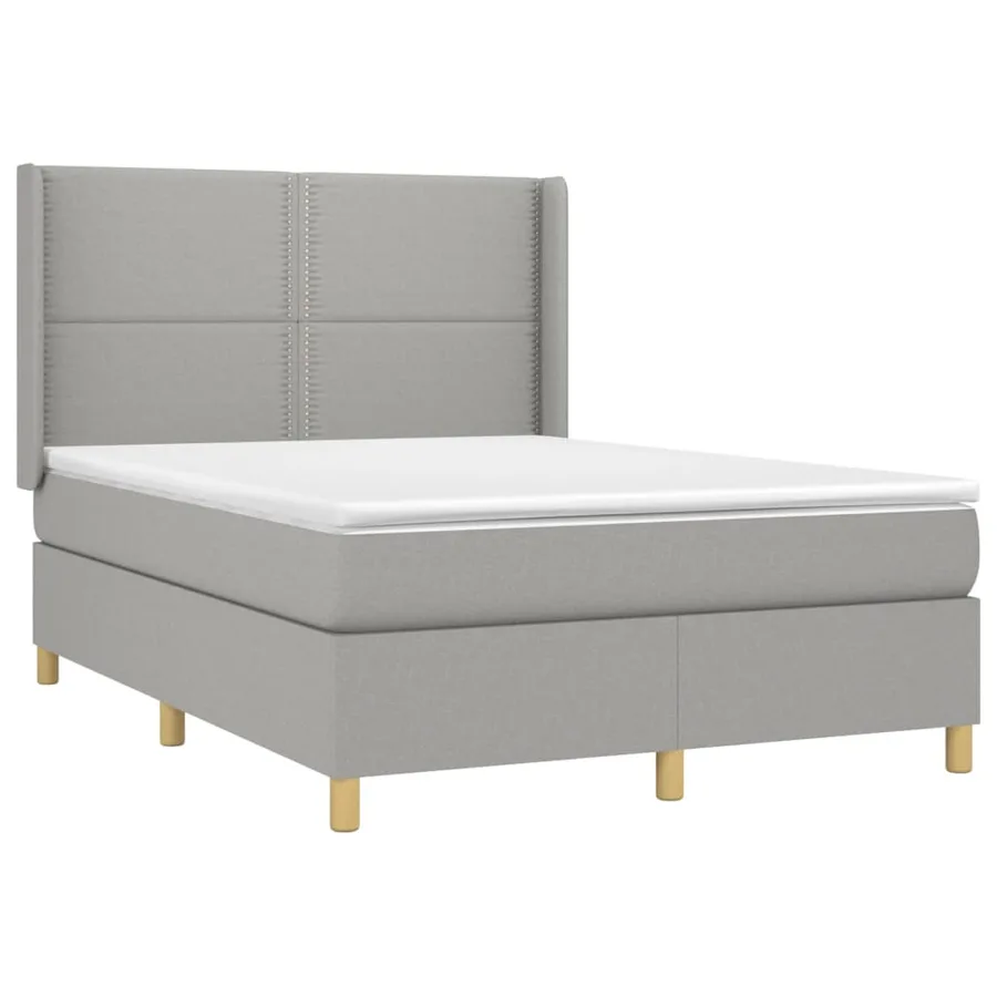 Sommier à lattes de lit matelas LED Gris clair 140x190 cm Tissu - 4