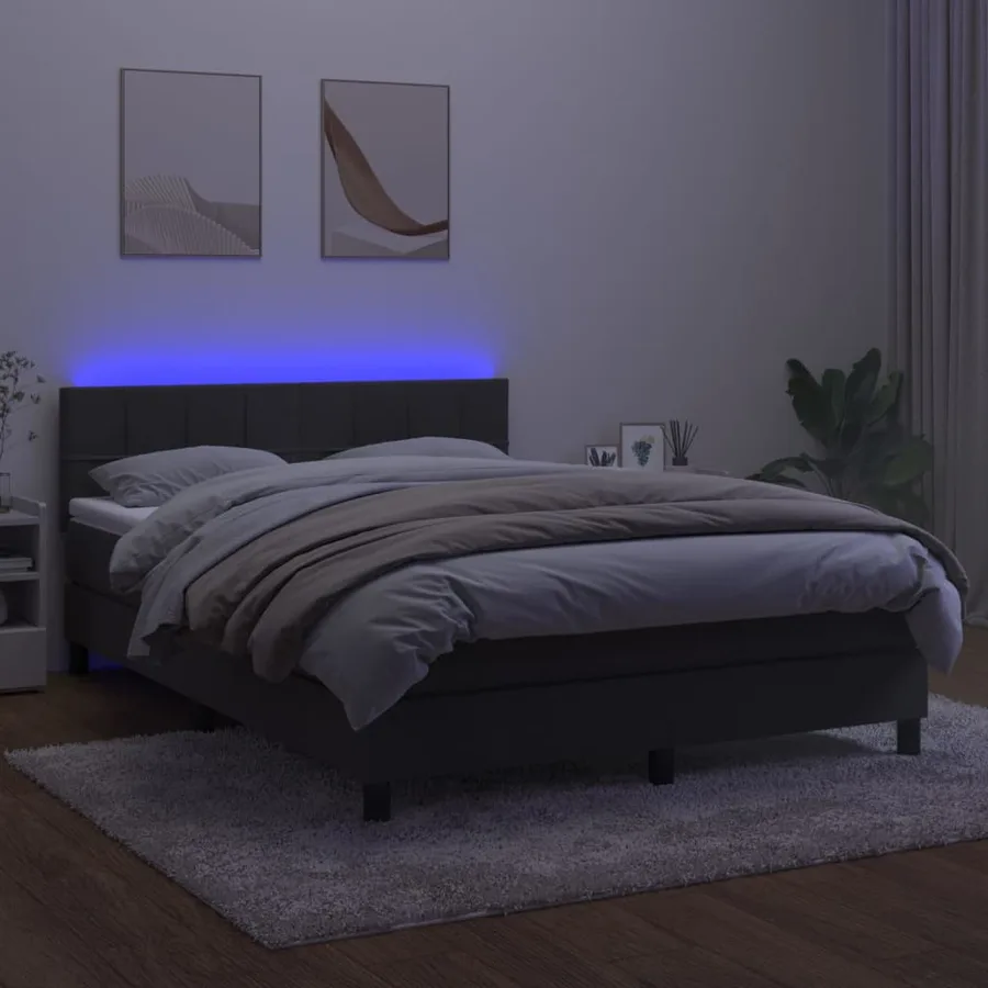 Sommier à lattes de lit avec matelas LED Gris foncé 140x200 cm - 3