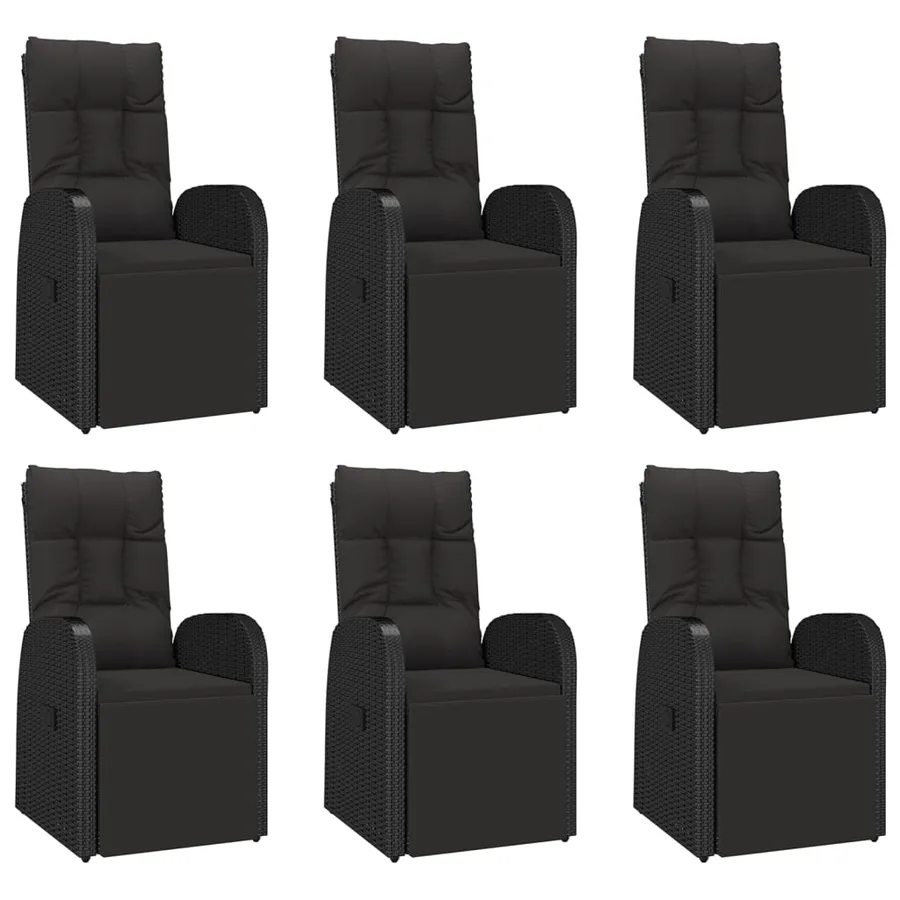 Ensemble à manger de jardin 7 pcs Noir Poly rotin et acacia - 4