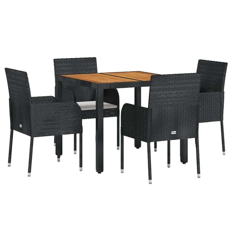 Ensemble à manger de jardin coussins 5pcs Noir Résine tressée - 3