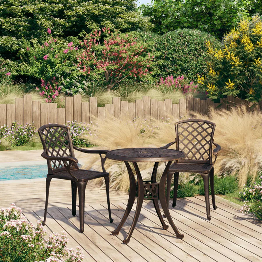 Ensemble de bistro 3 pcs Aluminium coulé Bronze