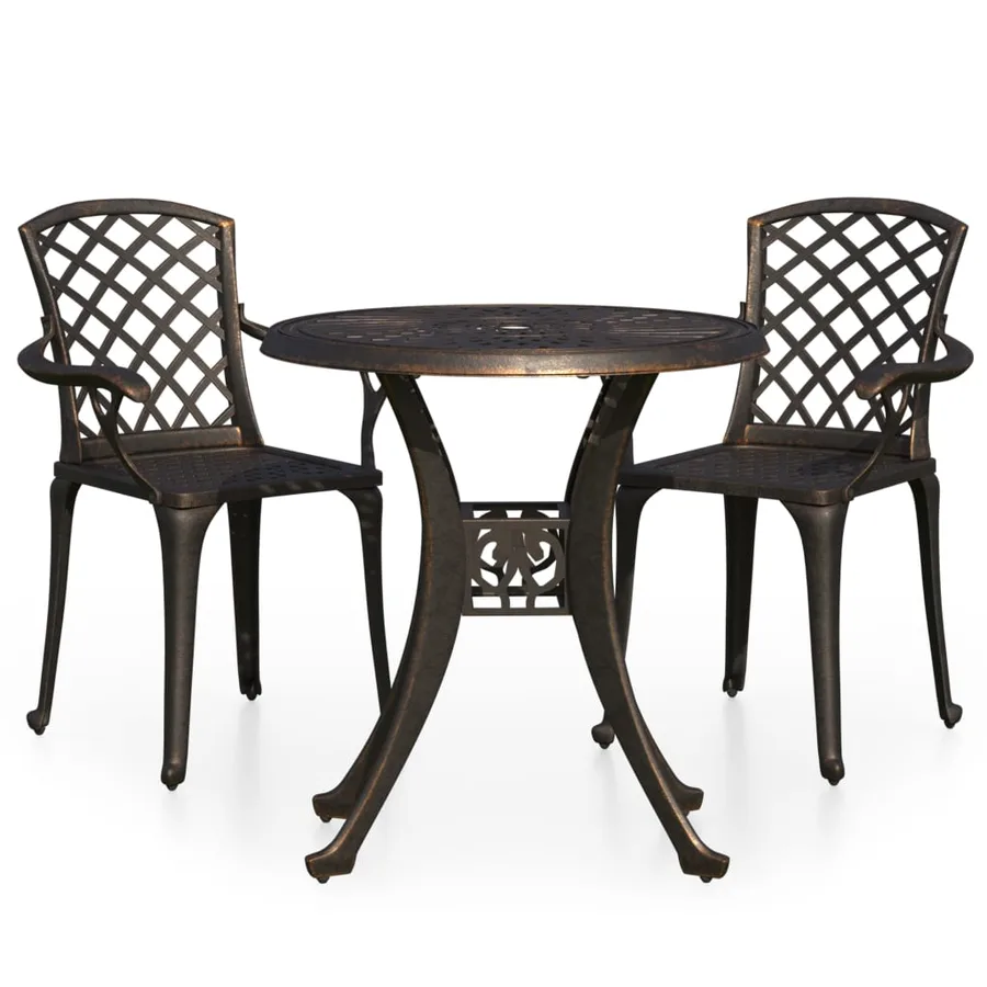 Ensemble de bistro 3 pcs Aluminium coulé Bronze - 2