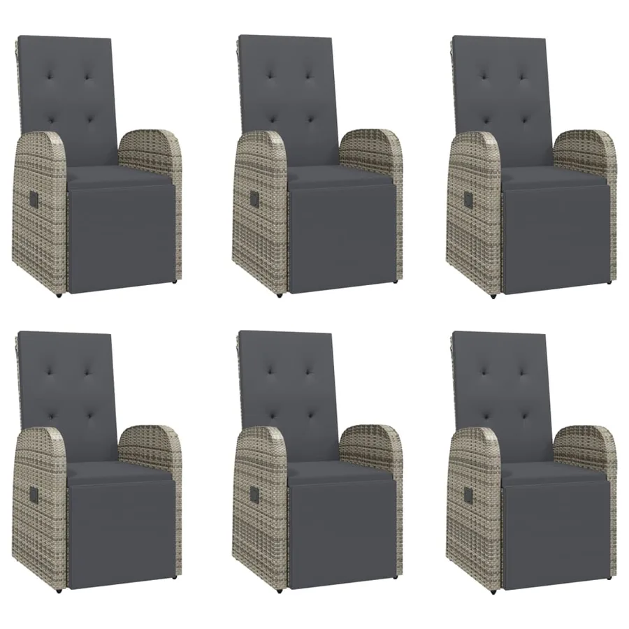 Ensemble à manger de jardin et coussins 7 pcs gris rotin - 4