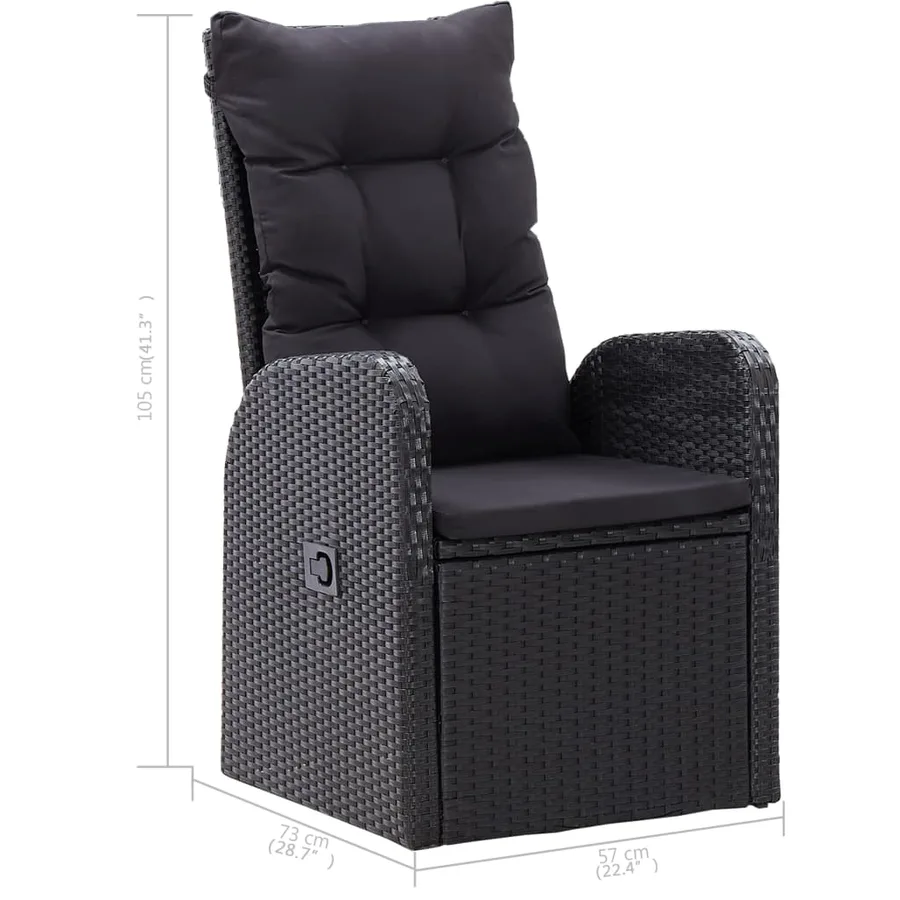 Ensemble à manger de jardin 7 pcs Noir - 11