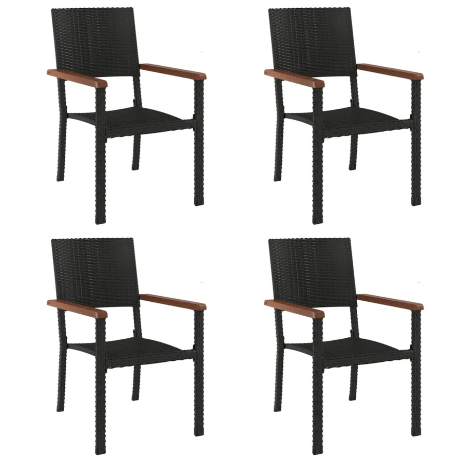 Ensemble à manger de jardin 5 pcs Noir Résine tressée - 4