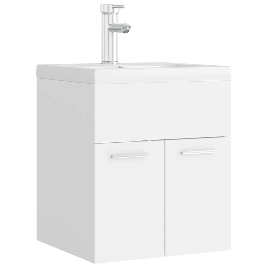 Armoire d'évier avec lavabo intégré Blanc Bois d'ingénierie - 2