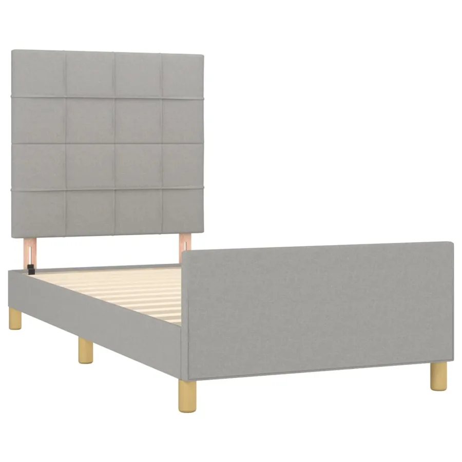 Cadre de lit sans matelas gris clair 90x190 cm tissu - 4
