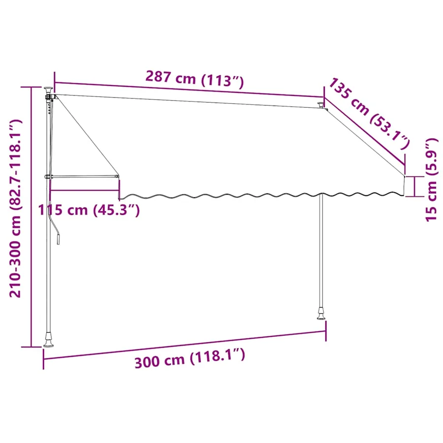 Auvent manuel rétractable 300 cm Crème - 8
