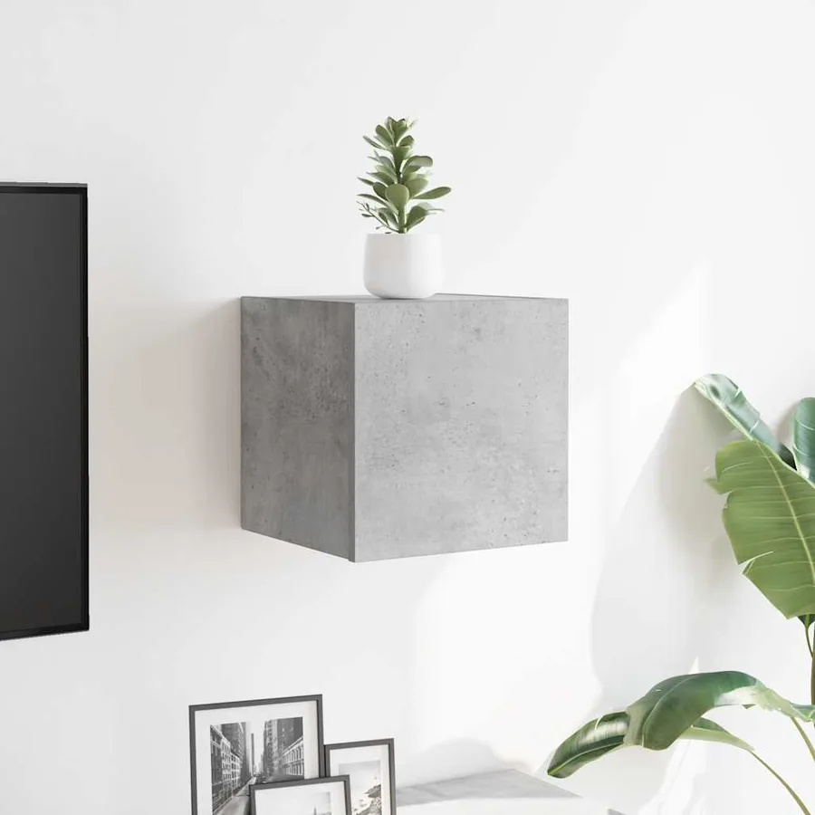Meuble TV mural Gris béton 30,5x30x30 cm - 3