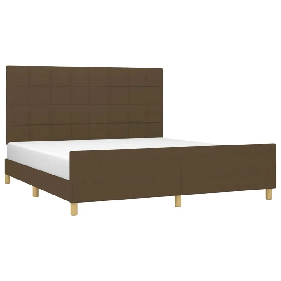Cadre de lit sans matelas marron foncé 180x200 cm tissu - 3