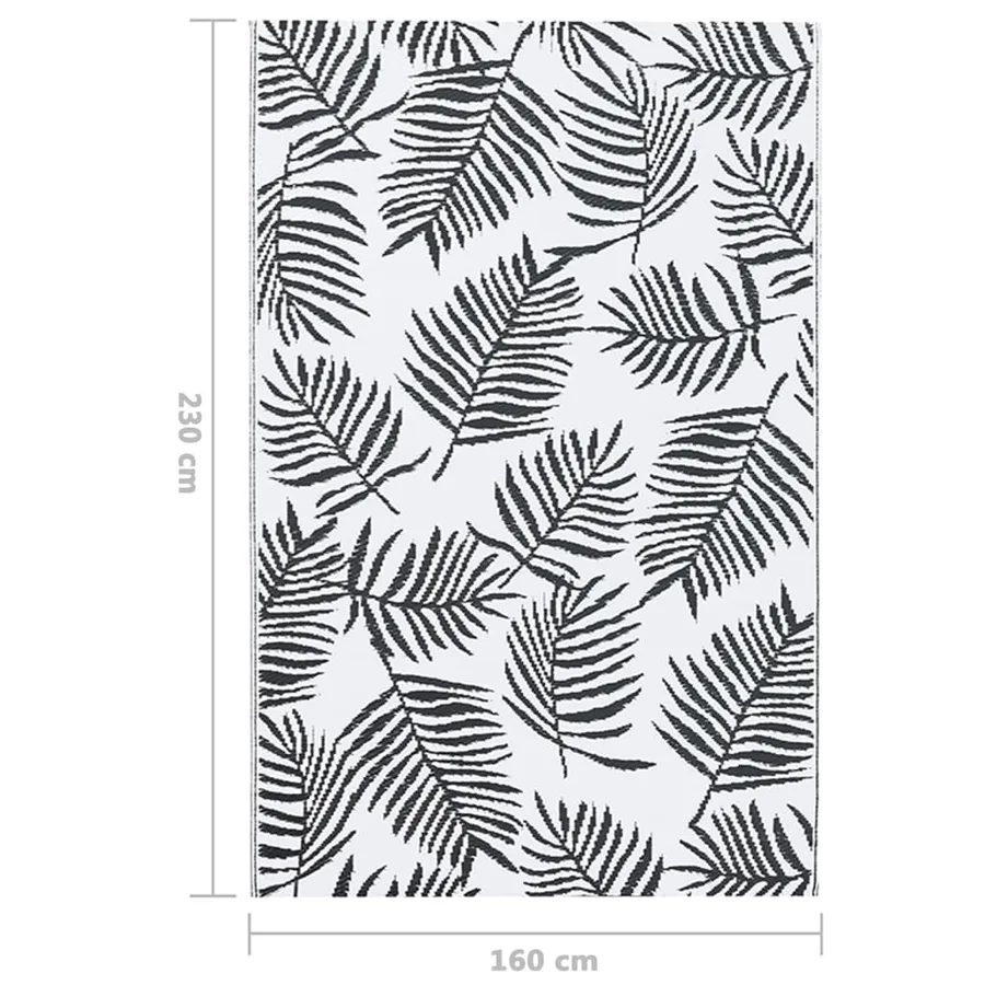 Tapis d'extérieur ARAKIL Blanc et noir 160x230 cm PP - 7