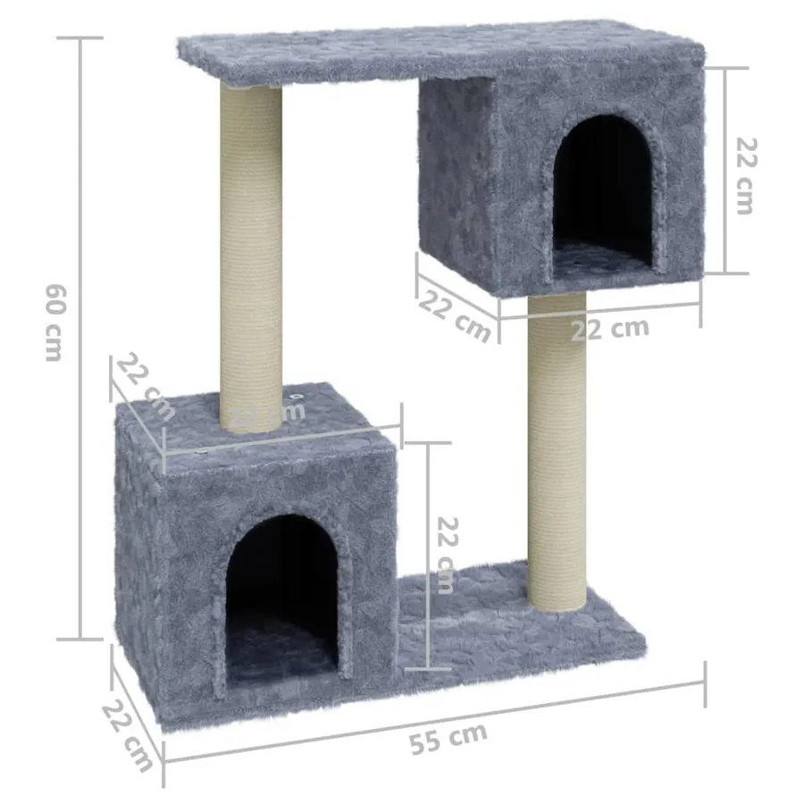 Arbre à chat avec griffoirs en sisal Gris clair 60 cm - 6