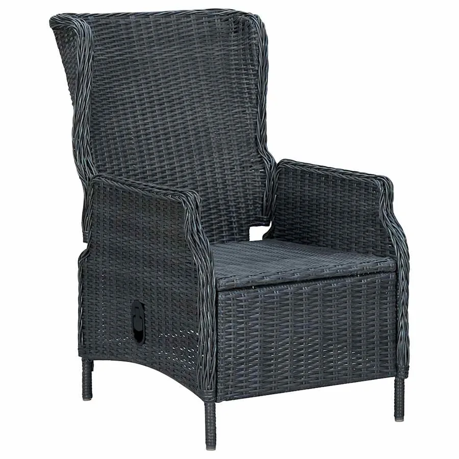 Chaise inclinable de jardin coussins Résine tressée Gris foncé - 3