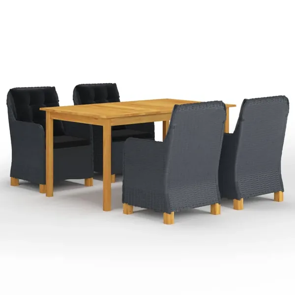 Ensemble à manger de jardin 5 pcs Gris foncé