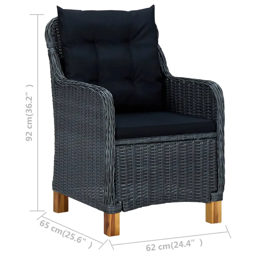 Ensemble à manger de jardin 5 pcs Gris foncé - 12