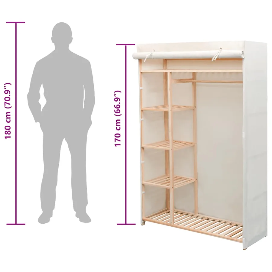 Garde-robe en tissu et bois de pin 110x40x170 cm - 7