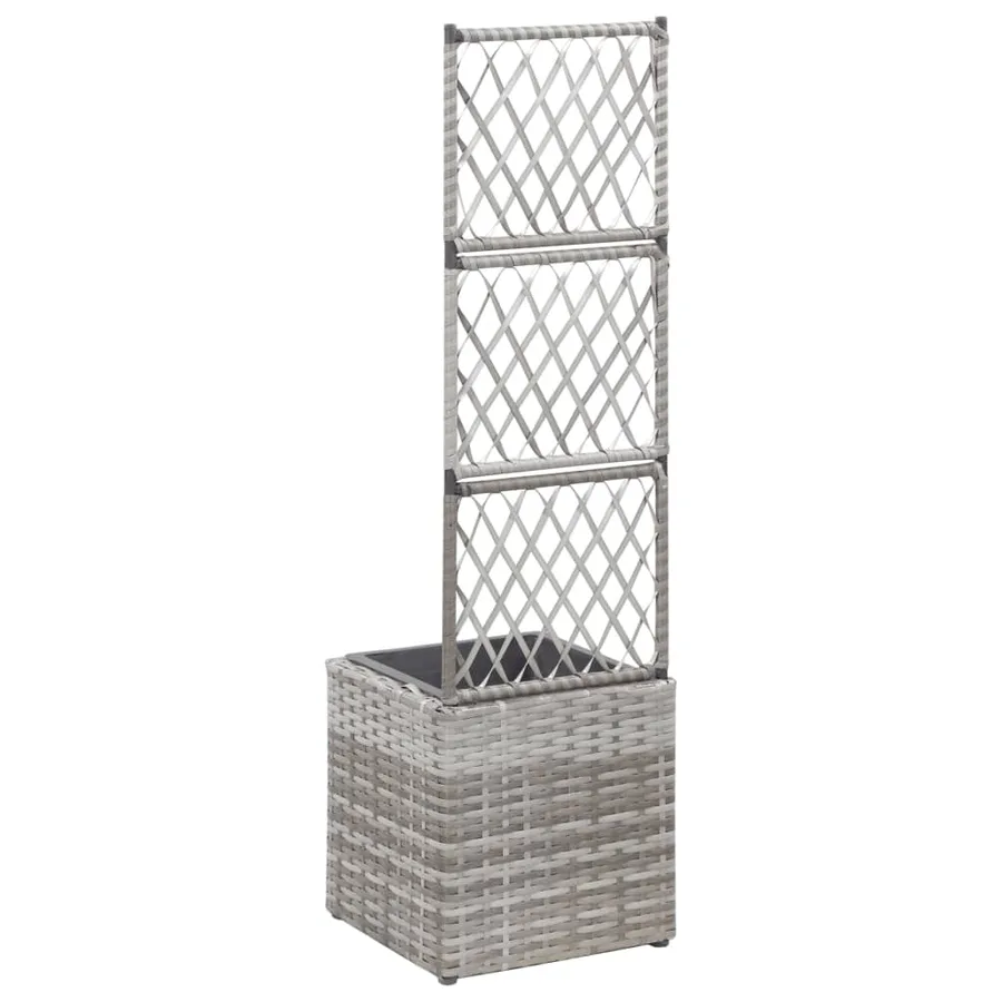 Lit surélevé en treillis 1 pot 30x30x107 cm Résine tressée Gris - 3
