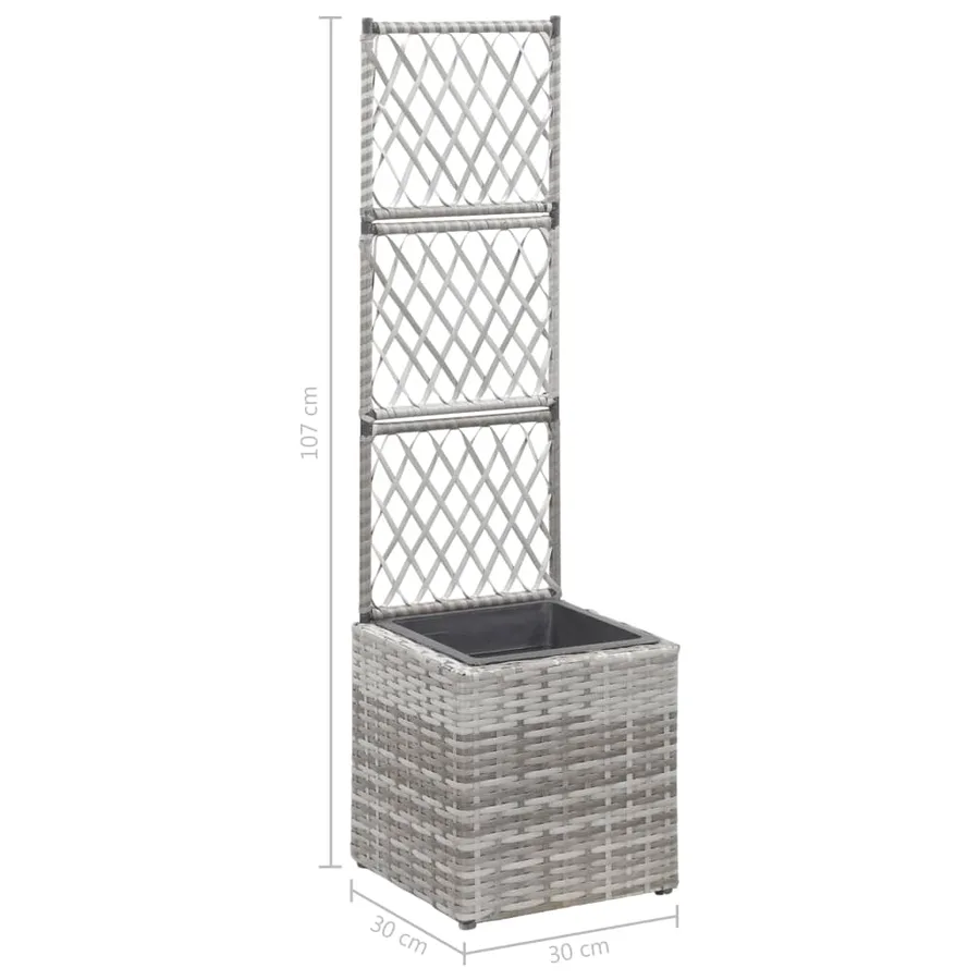 Lit surélevé en treillis 1 pot 30x30x107 cm Résine tressée Gris - 7