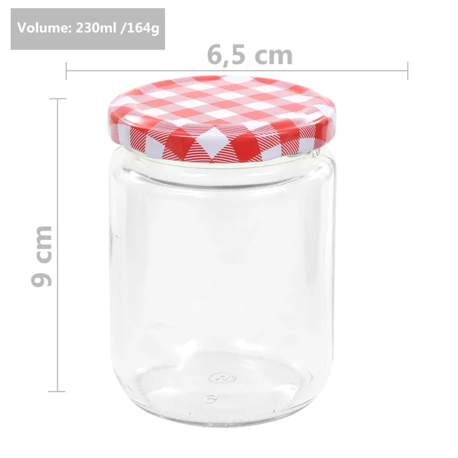 48 pcs Pots à confiture Couvercle blanc et rouge Verre 230 ml - 7