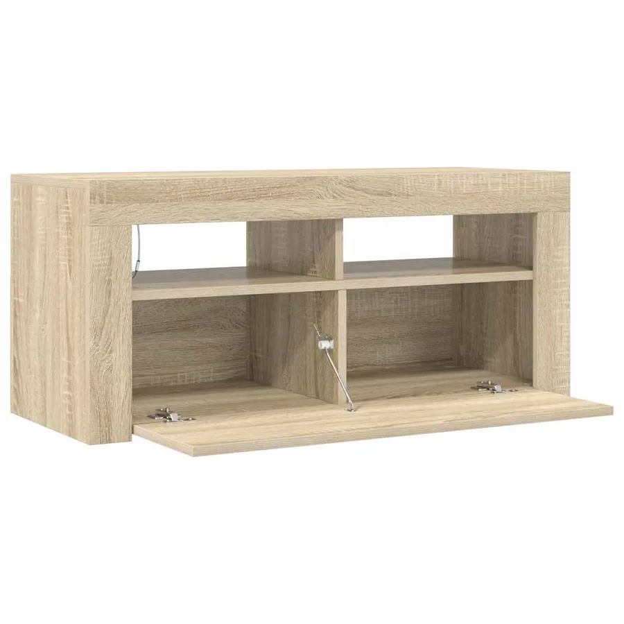 Meuble TV avec lumières LED chêne sonoma 90x35x40 cm - 10