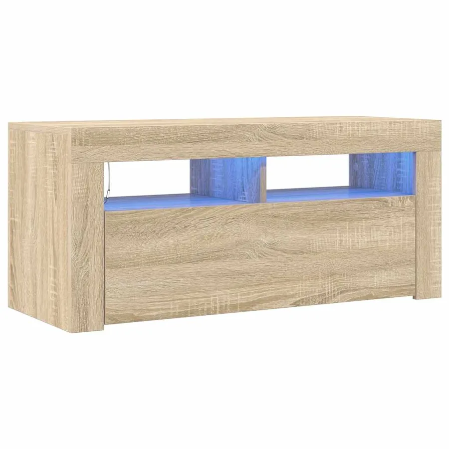 Meuble TV avec lumières LED chêne sonoma 90x35x40 cm - 2
