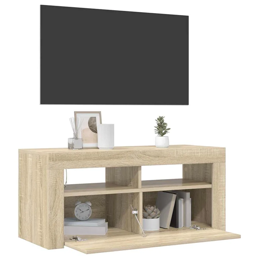 Meuble TV avec lumières LED chêne sonoma 90x35x40 cm - 6