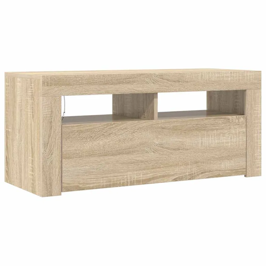 Meuble TV avec lumières LED chêne sonoma 90x35x40 cm - 7