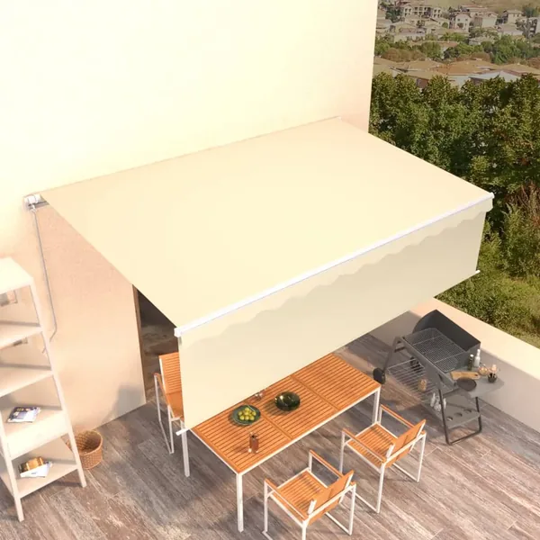 Auvent rétractable manuel avec store 5x3 m Crème