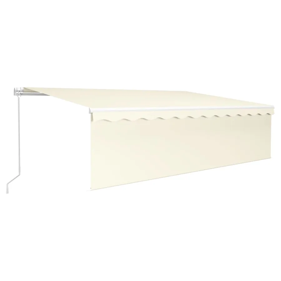 Auvent rétractable manuel avec store 5x3 m Crème - 2
