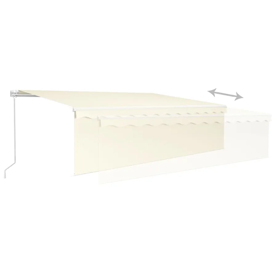 Auvent rétractable manuel avec store 5x3 m Crème - 6
