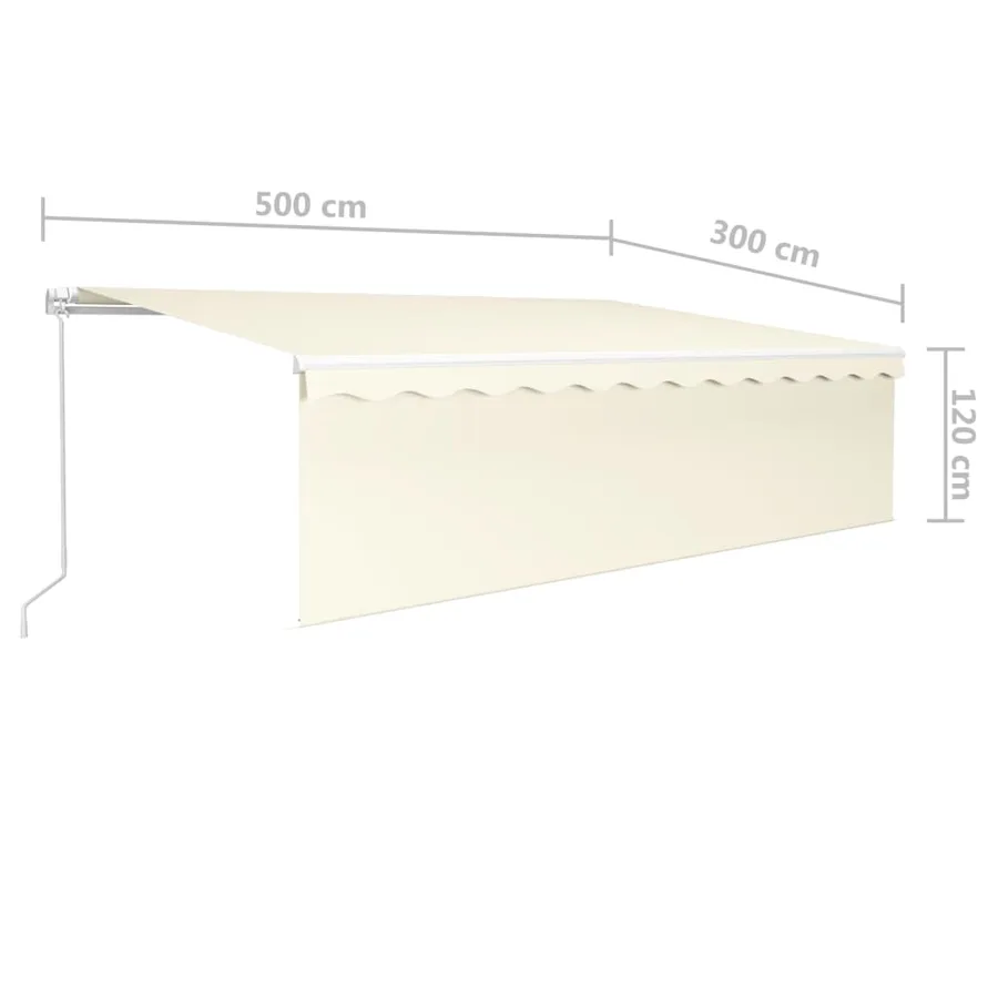 Auvent rétractable manuel avec store 5x3 m Crème - 7