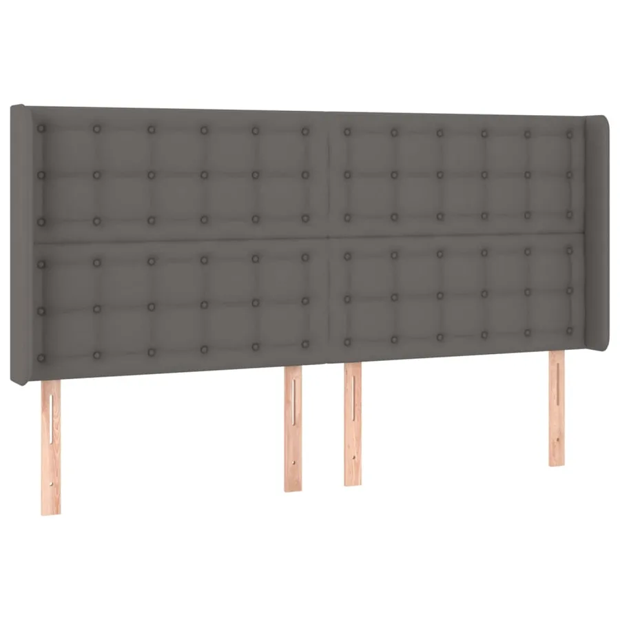 Tête de lit avec oreilles Gris 163x16x118/128 cm Similicuir - 2