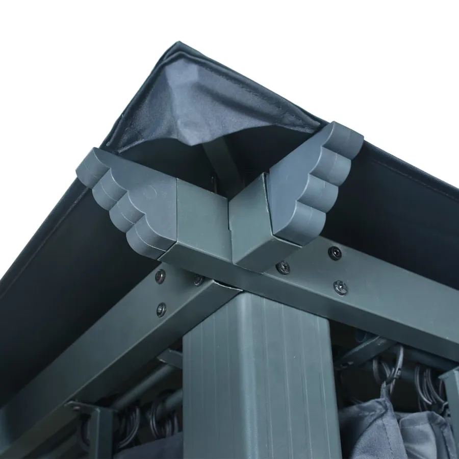 Tonnelle avec rideau et lumières LED 4x3 m Anthracite Aluminium - 10