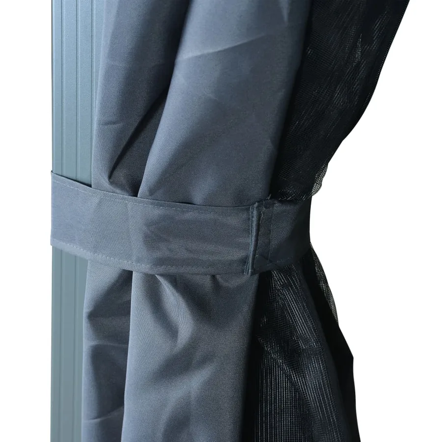 Tonnelle avec rideau et lumières LED 4x3 m Anthracite Aluminium - 11