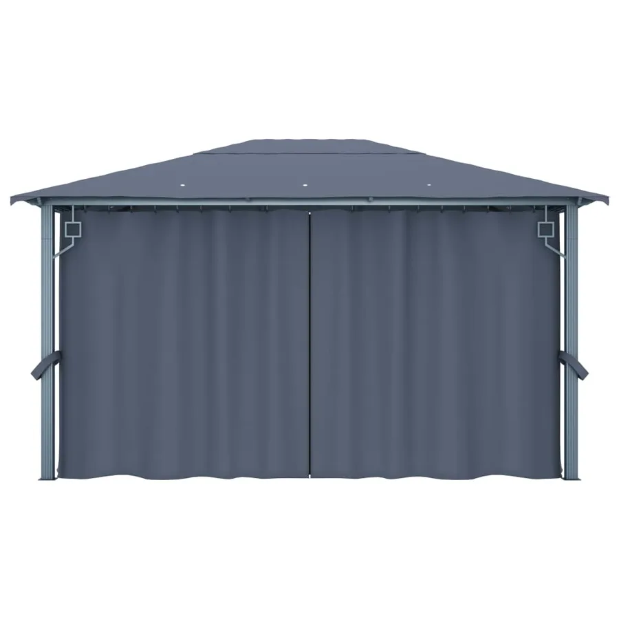 Tonnelle avec rideau et lumières LED 4x3 m Anthracite Aluminium - 8